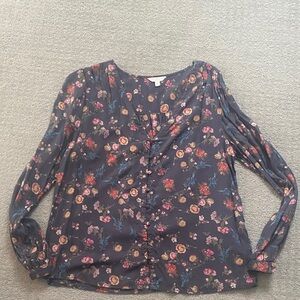 Lucky Brand Floral Blouse - Dark Blue and Multicolor